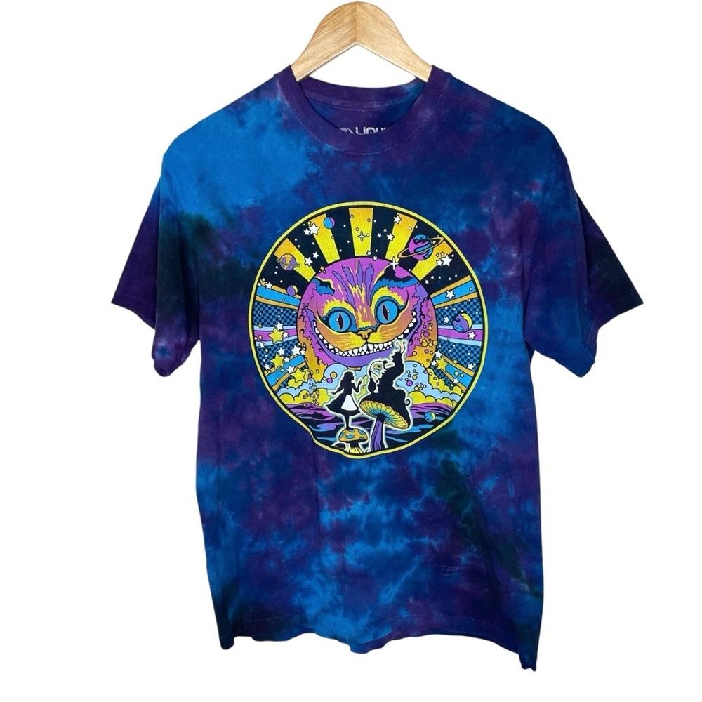 Liquid Blue Cheshire Cat Alice In Wonderland Tie Dye Shirt Medium - Picture 3 of 9